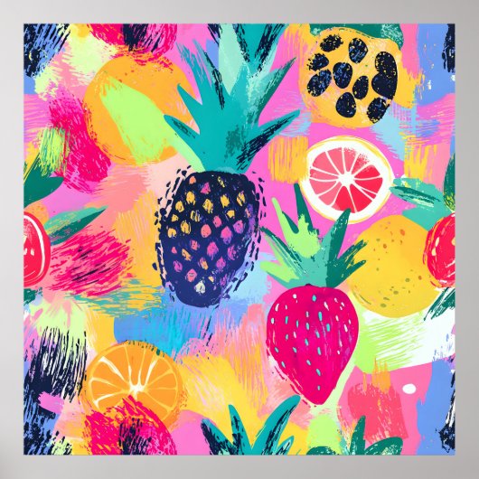 Abstract Paradijs Tropisch Fruit Fiesta Poster (Voorkant)