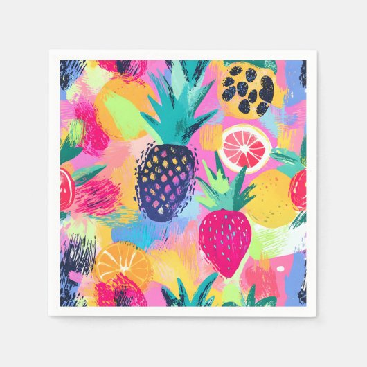 Abstract Paradijs Tropisch Fruit Fiesta Servet (Voorkant)