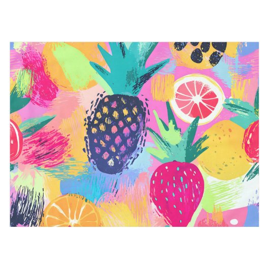 Abstract Paradijs Tropisch Fruit Fiesta Tafelkleed (Voorkant (Horizontaal))