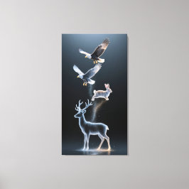 Abstract particle animal silhouettes canvas afdruk