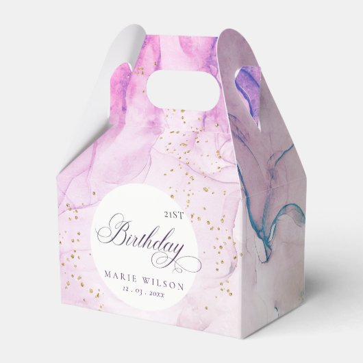 Abstract pasta Paars blauw Blauwgroen elke dag Bedankdoosjes (Voorkant Zijde)