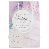 Abstract pasta Paars blauw Blauwgroen zoet 16 Birt Medium Cadeauzakje (Achterkant)