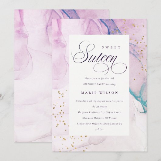 Abstract pasta Paars Blauwgroen blauw 16 zaterdag Kaart (Voorkant / Achterkant)