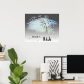 *~* Abstract pastblauw DANDELION maakt een wens Poster (Thuiskantoor)