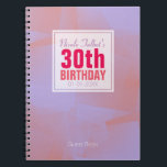 Abstract pastei 30th Birthday gastboek 8a Notitieboek<br><div class="desc">Mooie abstracte achtergrond (pastelkleuren: blauw,  licht paars en lichtroze) met een half transparant wit vierkant label (kleine transparante rand) voor naam,  datum en verjaardag. Alles is aanpasbaar voor dit 30e verjaardagsgastenboek.</div>