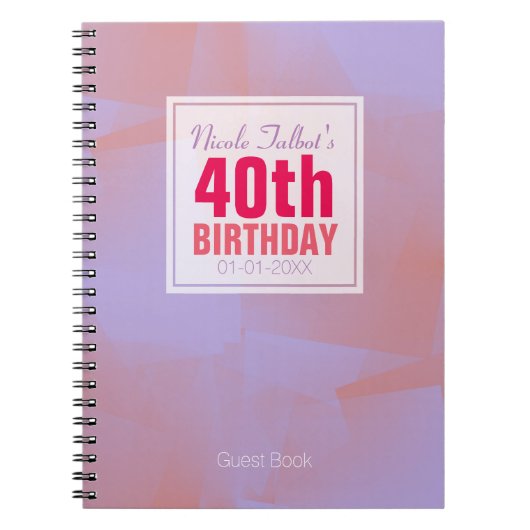 Abstract pastei 40e Birthday-gastenboek 8a Notitieboek (Voorkant)