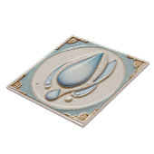 Abstract Pastel Blauw & Wit Waterdrop Badkamer Tegeltje (Zijkant)