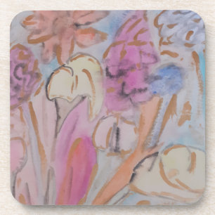 Abstract Pastel Bloemen Keramisch Plastic Onderzet Bier Onderzetter