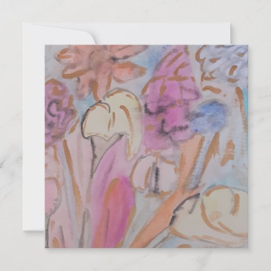 Abstract Pastel Bloemen Platte Kaart (Voorkant)