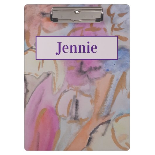 Abstract pastel bloemig gepersonaliseerd klembord (Voorkant)