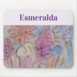 Abstract pastel bloemig gepersonaliseerd muismat