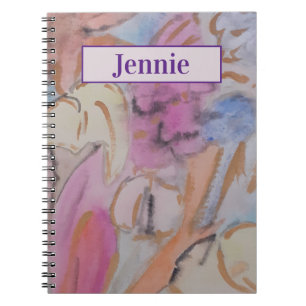 Abstract pastel bloemig gepersonaliseerd Notitiebo Notitieboek