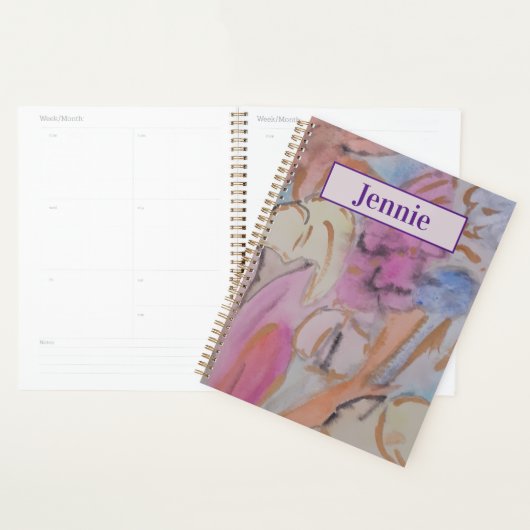 Abstract pastel bloemig gepersonaliseerd planner (Display)