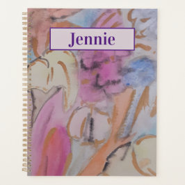 Abstract pastel bloemig gepersonaliseerd planner