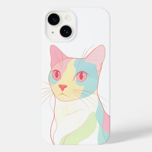 Abstract Pastel Cat Art Phone Case - Modern Minima (Achterkant)