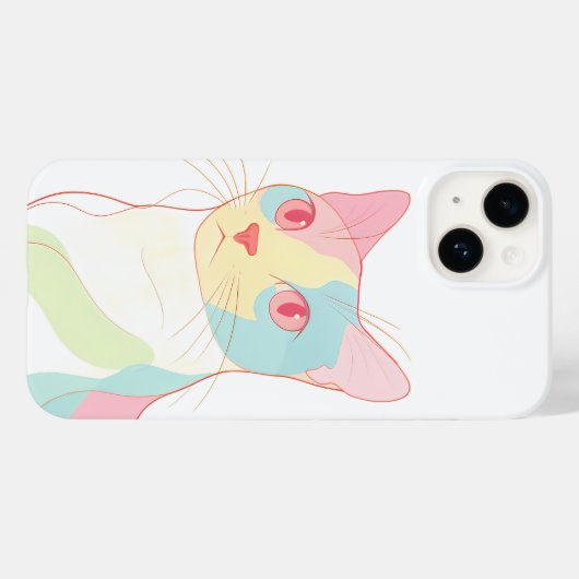 Abstract Pastel Cat Art Phone Case - Modern Minima (Achterkant (horizontaal))