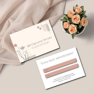 Abstract Pastel Design: Modern Florals & Geometry Afsprakenkaartje