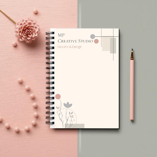 Abstract Pastel Design: Modern Florals & Geometry Notitieboek