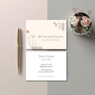 Abstract Pastel Design: Modern Florals & Geometry Visitekaartje