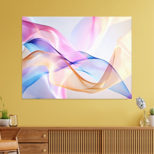 Abstract Pastel Fabric Flow Canvas Afdruk (Insitu (Woonkamer))