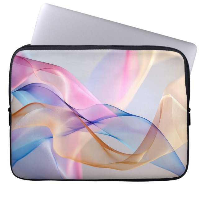 Abstract Pastel Fabric Flow Laptop Sleeve (Voorkant)