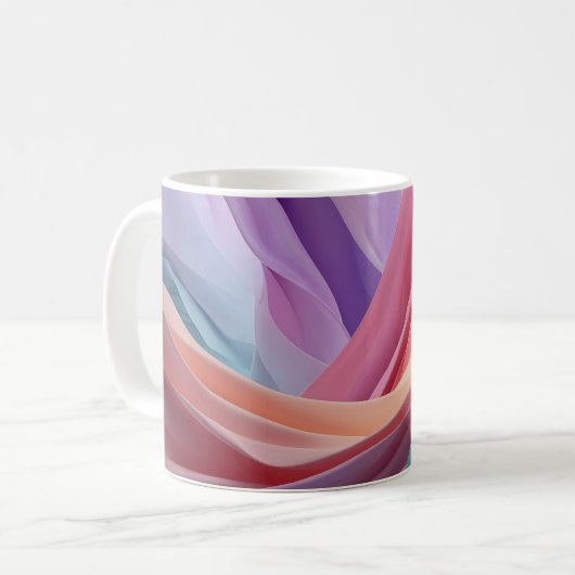 Abstract Pastel Fabric Waves  Koffiemok (Voorkant links)
