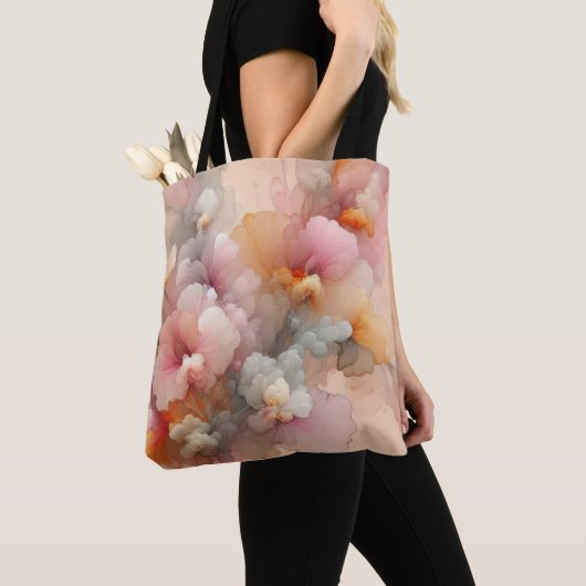 Abstract Pastel Floral Cloud Ink Landscape Tote Bag (Dichtbij)