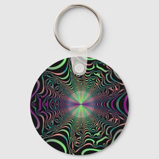 Abstract Pastel Fractal Web Sleutelhanger (Voorkant)