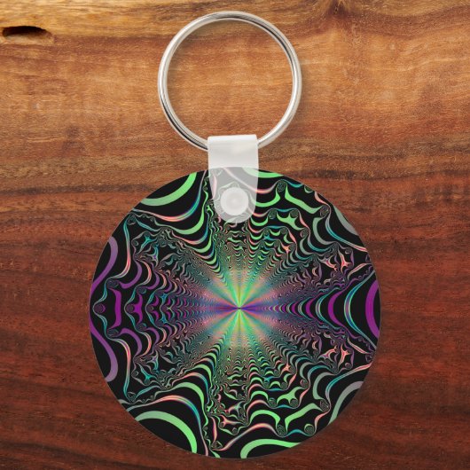 Abstract Pastel Fractal Web Sleutelhanger (Voorkant)