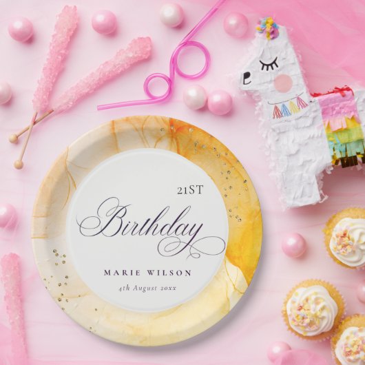 Abstract Pastel Geel Sinaasappel Elke zondag Papieren Bordje (Feest)