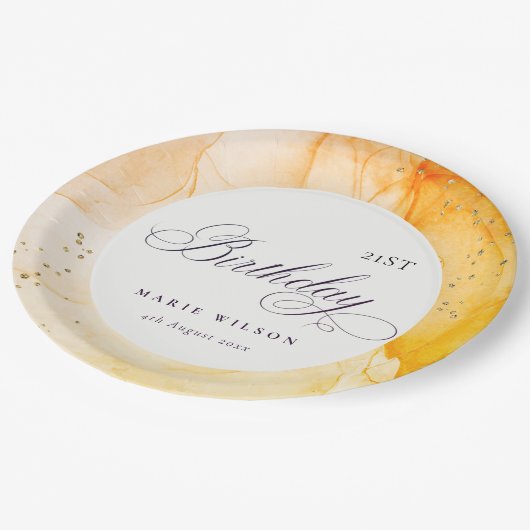 Abstract Pastel Geel Sinaasappel Elke zondag Papieren Bordje (Gekanteld)