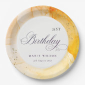 Abstract Pastel Geel Sinaasappel Elke zondag Papieren Bordje (Voorkant)