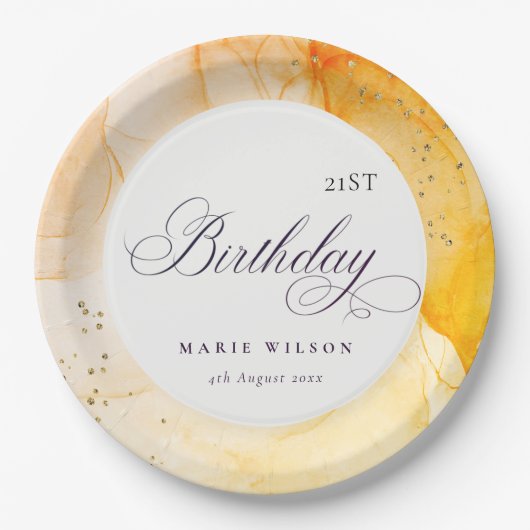 Abstract Pastel Geel Sinaasappel Elke zondag Papieren Bordje (Voorkant)