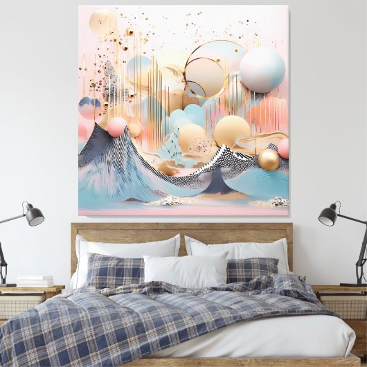 Abstract pastel geometrisch ontwerp canvas afdruk (Insitu (Slaapkamer))