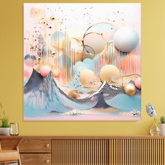 Abstract pastel geometrisch ontwerp canvas afdruk (Insitu (Woonkamer))