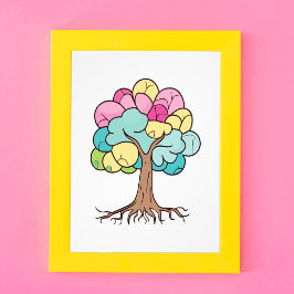 Abstract Pastel Hersenen Boom Kunstprint Foto Afdruk