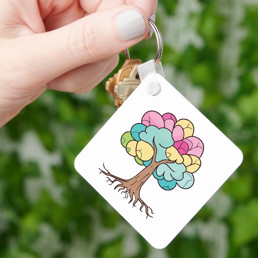 Abstract Pastel Hersenen Boom Kunstprint Sleutelhanger