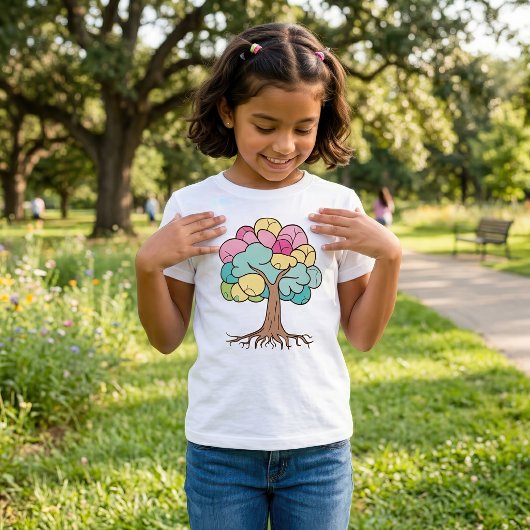 Abstract Pastel Hersenen Boom Kunstprint T-shirt
