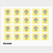 Abstract Pastel Hersenen Boom Kunstprint Vierkante Sticker (Vel)