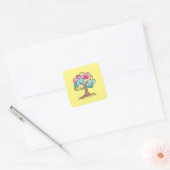 Abstract Pastel Hersenen Boom Kunstprint Vierkante Sticker (Envelop)