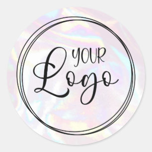 Abstract Pastel Holografisch Uw Logo Hier Ronde Sticker
