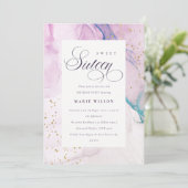 Abstract Pastel Paars Turkoois Blauw Zoete 16 Verj Kaart (Staand voorkant)