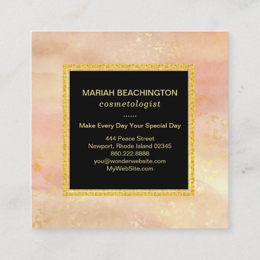 *~* Abstract Pastel Peach roze Glitter Dust Vierkante Visitekaartje (Achterkant)