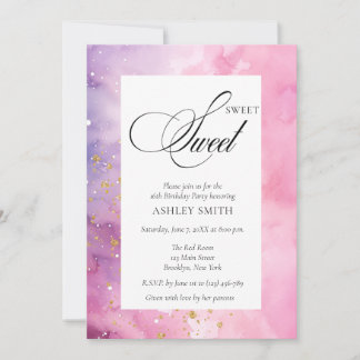 Abstract Pastel Pink Purple Sweet 16 Birthday Kaart