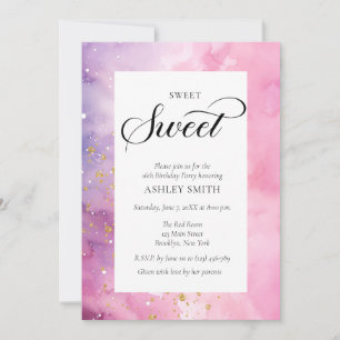 Abstract Pastel Roze Paars Sweet 16 Verjaardag Kaart