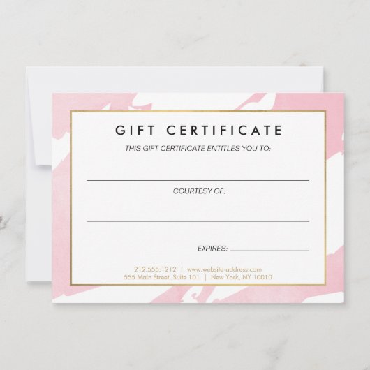 Abstract pastel roze penseelstreken cadeaubon notitiekaartje (Achterkant)