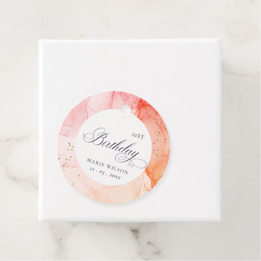 Abstract Pastel Roze Sinaasappel Elke zondag Bedankjes Labels (In situ)