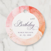 Abstract Pastel Roze Sinaasappel Elke zondag Bedankjes Labels (Voorkant)