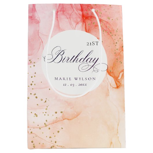 Abstract Pastel Roze Sinaasappel Elke zondag Medium Cadeauzakje (Voorkant)