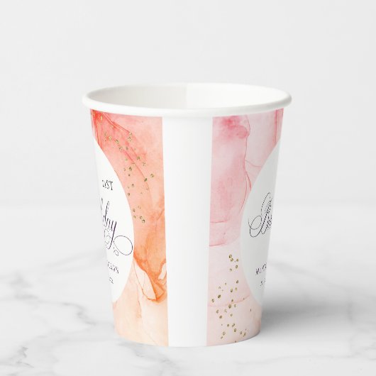 Abstract Pastel Roze Sinaasappel Elke zondag Papieren Bekers (Links)